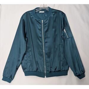 ZEAGOO Womens Classic Bomber Windbreaker Jacket Green Large Y2K Utility Retro